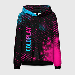 Толстовка-худи мужская Coldplay - neon gradient: надпись, символ, цвет: 3D-черный