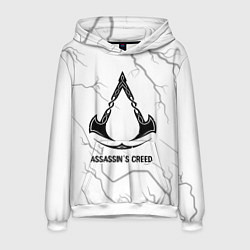 Толстовка-худи мужская Assassins Creed glitch на светлом фоне, цвет: 3D-белый