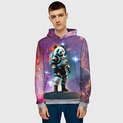 Толстовка-худи мужская Панда бравый космонавт - нейросеть, цвет: 3D-меланж — фото 2