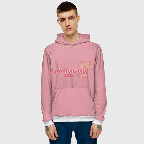 Мужская толстовка Barbenheimer PINK EDITION / 3D-Белый – фото 3