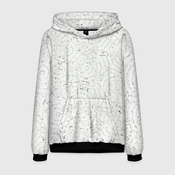 Толстовка-худи мужская Хаотичная черно-белая рябь - узор Хуф и Ся, цвет: 3D-черный