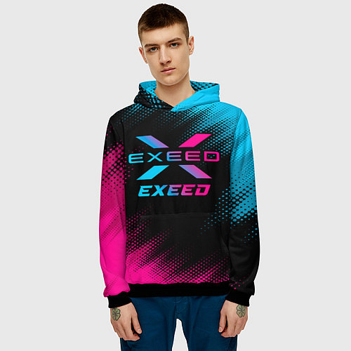 Мужская толстовка Exeed - neon gradient / 3D-Черный – фото 3