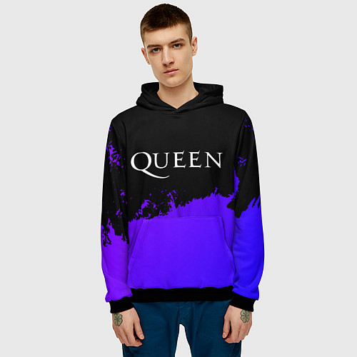 Мужская толстовка Queen purple grunge / 3D-Черный – фото 3