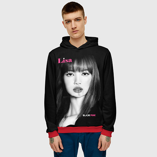 Мужская толстовка Blackpink Lisa Portrait / 3D-Красный – фото 3