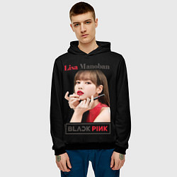 Толстовка-худи мужская Blackpink Lisa paints lips, цвет: 3D-черный — фото 2