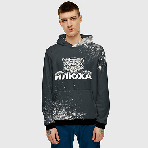 Мужская толстовка Илюха зубастый волк / 3D-Черный – фото 3