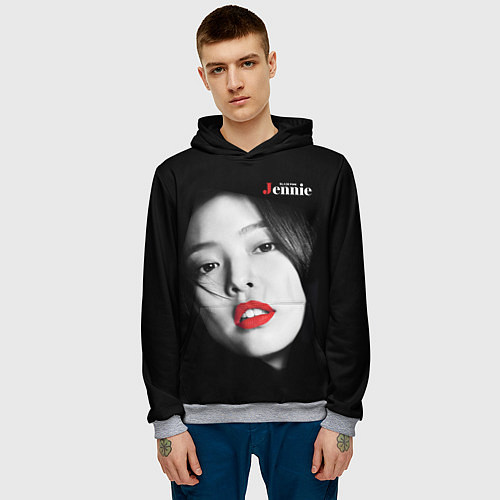 Мужская толстовка Blackpink Jennie Red lips / 3D-Меланж – фото 3