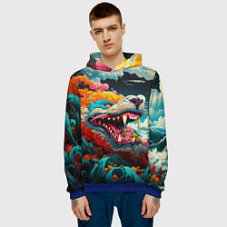 Толстовка-худи мужская Художественный дракон от нейросети, цвет: 3D-синий — фото 2