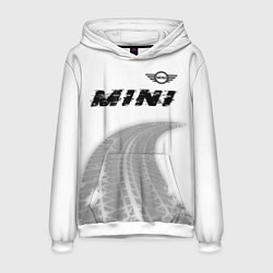 Толстовка-худи мужская Mini speed на светлом фоне со следами шин: символ, цвет: 3D-белый