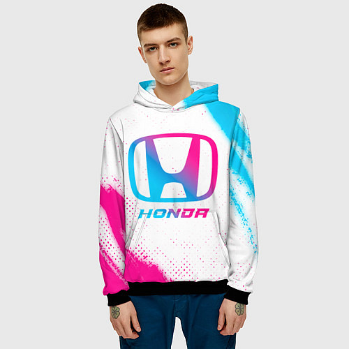 Мужская толстовка Honda neon gradient style / 3D-Черный – фото 3