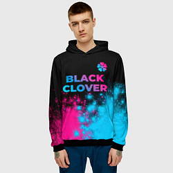 Толстовка-худи мужская Black Clover - neon gradient: символ сверху, цвет: 3D-черный — фото 2