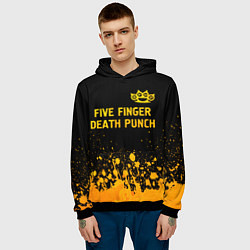 Толстовка-худи мужская Five Finger Death Punch - gold gradient: символ св, цвет: 3D-черный — фото 2