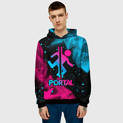 Толстовка-худи мужская Portal - neon gradient, цвет: 3D-черный — фото 2