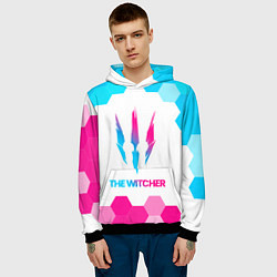 Толстовка-худи мужская The Witcher neon gradient style, цвет: 3D-черный — фото 2