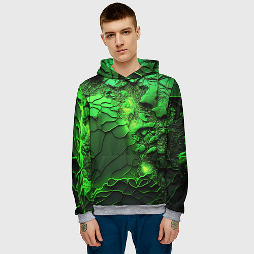 Мужская толстовка Объемная зеленая текстура / 3D-Меланж – фото 3