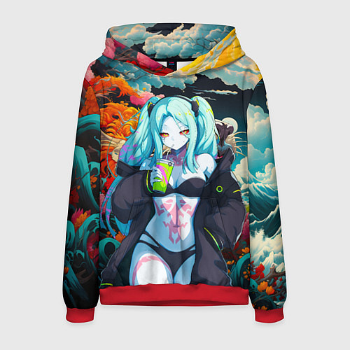 Мужская толстовка Ребекка и дракон - Киберпанк аниме / 3D-Красный – фото 1