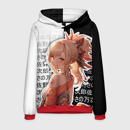 Мужская толстовка Ёимия - геншин импакт - иероглифы / 3D-Красный – фото 1