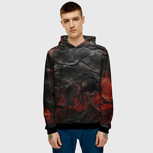 Мужская толстовка Текстура из кожи / 3D-Черный – фото 3