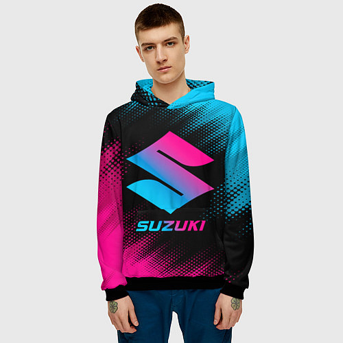 Мужская толстовка Suzuki - neon gradient / 3D-Черный – фото 3