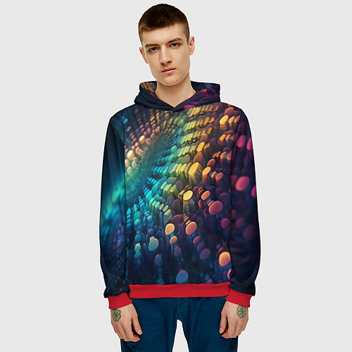 Мужская толстовка Радужные блики нейроарт / 3D-Красный – фото 3