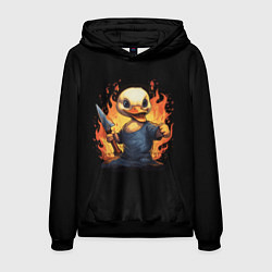 Толстовка-худи мужская Кровожадный утенок с ножом в огне, цвет: 3D-черный