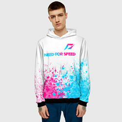 Толстовка-худи мужская Need for Speed neon gradient style: символ сверху, цвет: 3D-черный — фото 2