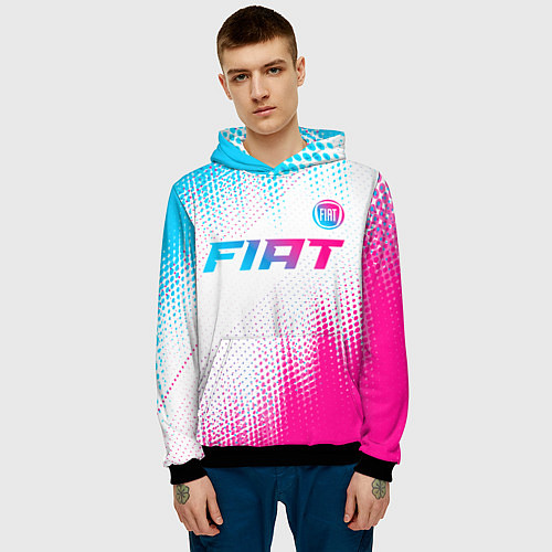 Мужская толстовка Fiat neon gradient style: символ сверху / 3D-Черный – фото 3