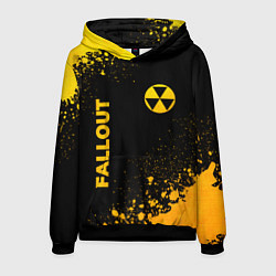 Толстовка-худи мужская Fallout - gold gradient: надпись, символ, цвет: 3D-черный