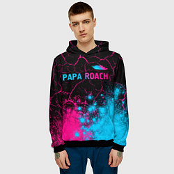 Толстовка-худи мужская Papa Roach - neon gradient: символ сверху, цвет: 3D-черный — фото 2