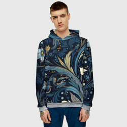 Толстовка-худи мужская Цветочные узоры, цвет: 3D-меланж — фото 2