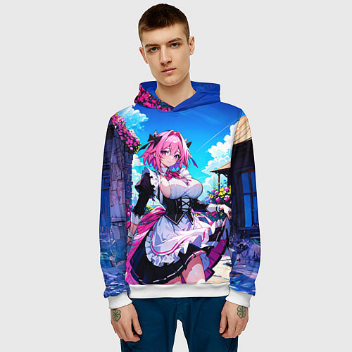 Мужская толстовка Астольфо служанка - Fate grand order / 3D-Белый – фото 3