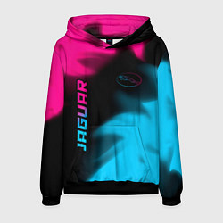 Толстовка-худи мужская Jaguar - neon gradient: надпись, символ, цвет: 3D-черный