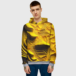 Толстовка-худи мужская Желтая объемная текстура, цвет: 3D-меланж — фото 2