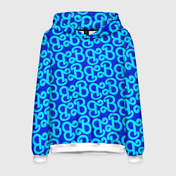 Толстовка-худи мужская Логотип Барби - синий паттерн, цвет: 3D-белый