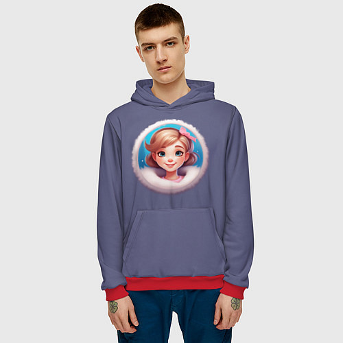 Мужская толстовка Маленькая нарисованная девочка / 3D-Красный – фото 3