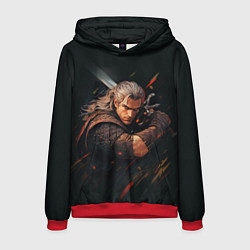 Толстовка-худи мужская Ведьмак Геральт - персонаж, цвет: 3D-красный