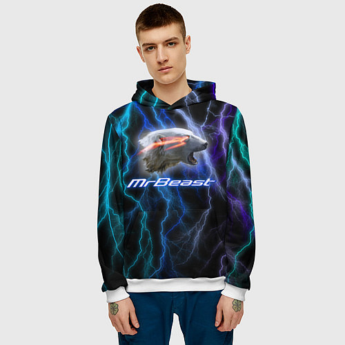 Мужская толстовка Мистер Бист - молнии / 3D-Белый – фото 3