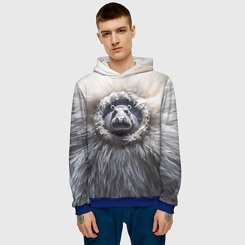 Мужская толстовка Брутальный бегемот / 3D-Синий – фото 3