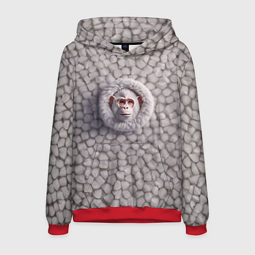Мужская толстовка Забавная белая обезьяна / 3D-Красный – фото 1