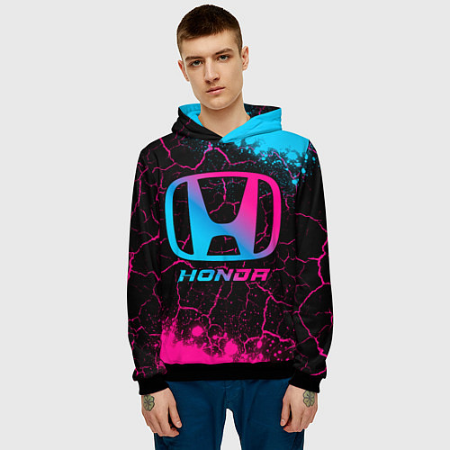 Мужская толстовка Honda - neon gradient / 3D-Черный – фото 3