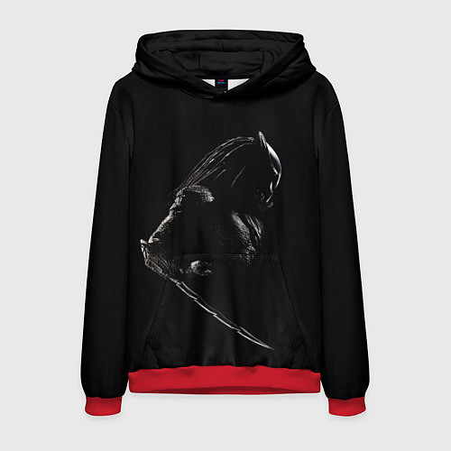 Мужская толстовка Хищник на черном фоне / 3D-Красный – фото 1