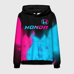 Толстовка-худи мужская Honda - neon gradient: символ сверху, цвет: 3D-черный