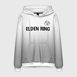 Толстовка-худи мужская Elden Ring glitch на светлом фоне: символ сверху, цвет: 3D-белый