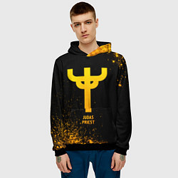 Толстовка-худи мужская Judas Priest - gold gradient, цвет: 3D-черный — фото 2