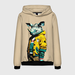 Толстовка-худи мужская Dude rhino - urban style, цвет: 3D-черный