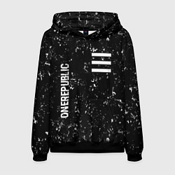 Толстовка-худи мужская OneRepublic glitch на темном фоне: надпись, символ, цвет: 3D-черный