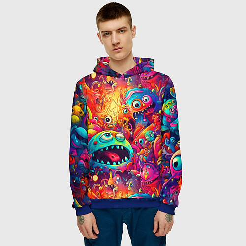 Мужская толстовка Кислотные чудики / 3D-Синий – фото 3