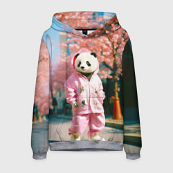 Толстовка-худи мужская Милая панда в пуховике, цвет: 3D-меланж