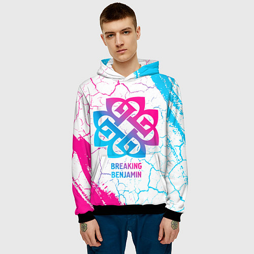 Мужская толстовка Breaking Benjamin neon gradient style / 3D-Черный – фото 3