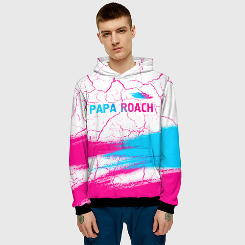 Мужская толстовка Papa Roach neon gradient style: символ сверху / 3D-Черный – фото 3
